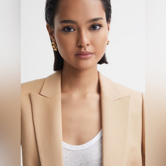 NWT $545 Reiss Double Breasted Twill Blazer in Light Camel - Picture 4 of 11